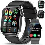 VKROBAG Smart Watch for Men Women Answer/Make Calls, 1.85" HD Smart Watches with 110+ Sport Modes, Fitness Watch with Heart Rate Sleep Monitor, IP68 Waterproof Smartwatch for Android iOS, Black