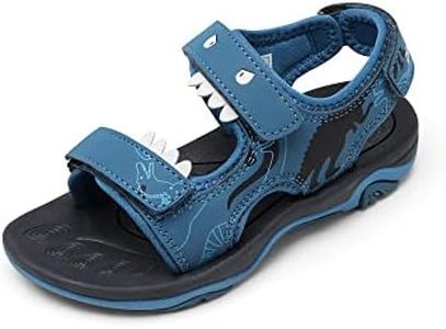 DREAM PAIRS Boys Girls Sandals Summer Outdoor Athletic Kids Sport Water Shoes for Toddler/Little Kid,Size 10 Toddler,Navy/Blue/Dinosaur,SDAS226K