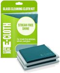 E-Cloth Glass and Window Cleaner | Streak-Free Windows With Just Water | For Windows, Car Windscreen, Mirrors | Reusable Microfiber Towel Cleaning Kit | Winter Green | 2pack