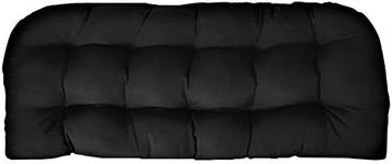 RSH DECOR: Tufted Wicker Loveseat Cushion | 41” x 19" | Sunbrella Performance Fabric | Water and Fade-Resistant | Outdoor Settee Cushion for Patio Furniture | Canvas Black