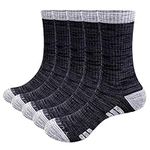 YUEDGE Men's Walking Sports Socks Black Cotton Cushioned Athletic Crew Socks Moisture Wicking Work Socks for Men Size 9-12, 5 Pairs