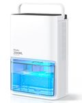 EasyAcc® Dehumidifiers for Home, 2000ml Dehumidifier Pro - 500-650ml/Day-3 Modes Speeds/Ultra Quiet/Auto Defrost 7 Colour LED Light Auto Shut Off - Ideal for Bedroom RV Car Kitchen Garage Damp White