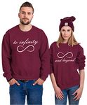 The Tee Shop Couple Sweatshirts Cotton Warm Pullover Printed to Infinity and Beyond Infinity - Sweater - Pack of 2 (Maroon, Male - S, Female - S)