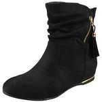 LoudLook Ladies Ankle Boots Pixie Zip Flat Heel Casual Comfy Tassle Hidden Shoes Size 8