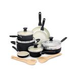 GreenPan CC002639-001 Rio Ceramic Cookware Set, 16pc, Black