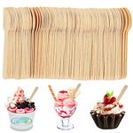 WOPPLXY 300PCS Disposable Wooden Teaspoons - 4.3inch Small Wooden Spoons - Wooden Spoons Mini Wooden Spoons for Ice Cream, Dessert, Party, Craft