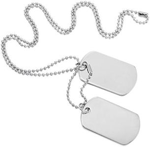 MOWOM Silver Tone 2PCS Alloy Pendant Necklace Army Double Dog Tag