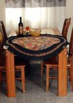 Tache 59 Inch Victorian Country Rustic Floral Woven Black Midnight Awakening Tapestry Round Tablecloths