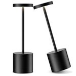 2 Pack Cordless Table Lamps Rechargeable,5000mAh Battery Operated LED Table Light,3 Level Stepless Dimmable,Portable Modern Small Desk Lamp,for Party Patio Dining Restaurant Outdoor(Black)