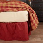 VHC Brands Red Primitive Bedding Solid Bed Skirts Bed Skirt Cotton Split Corners Gathered