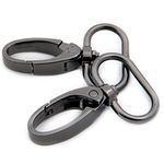 Oval Ring Swivel Lobster Claw Clasps Keychain Clasp Oval Ring Swivel Snap Hooks for Strap Bag Purse Landyard Craft (Gunmetal,1")