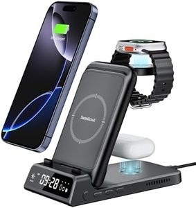 Charging Station for iPhone, SwanScout 703A, Wireless Charger for iPhone 16/15/14/13/12/11 Series, for Apple Watch Ultra 2/9/8/7/6/5/SE, for Airpods Pro 2, Travel Foldable and Portable