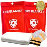 CanFlameAway Emergency Fire Blanket for Home - 2 Pack - Fire Blanket/Couverture Anti Feu - Kitchen Safety - Emergency Blanket - Extincteur de Feu Maison - Small Fire Extinguisher - Made in Canada