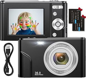 Appareil Photo Numérique Compact 1080P Mini Video Camera 2,4 Pouces 36MP HD LCD Rechargeables Vlogging Appareil Photo avec 16X Digital Zoom, Cadeau pour Adolescents,Enfants,Débutants,Adultes(Noir)