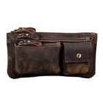 Vintage Crazy Horse Leather Waist Pack Handbag for Men Women Travel Hiking Running Hip Bum Belt Slim Fanny Bag Cell Phone Purse Wallet Pouch