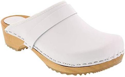 Bjork Maja Wood Open Back Leather Clogs (EU-37, White)