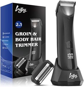 INVJOY Body Trimmer for Men, Ball Shaver, Electric Groin & Pubic Hair Trimmer, Waterproof Wet/Dry Groomer, Replaceable Ceramic Male Hygiene Razor Clippers w/ Charging Dock for Full Body Grooming