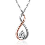 Angelady Necklace for Women, 925 Sterling Silver Birthstone Pendant Infinity Necklace with 5A Cubic Zirconia Pendant Necklaces Christmas Gift for Women Anniversary Birthday for Her/Girlfriend/Wife