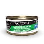 Raincoast Trading Wild Pink Salmon Traditional Contains Skin and Bones Wild-Caught Certified Sustainable Pacific Northwest Made in Canada Hand Packed High Protein Omega-3 Vitamin D Calcium - Case of 12 160g Cans