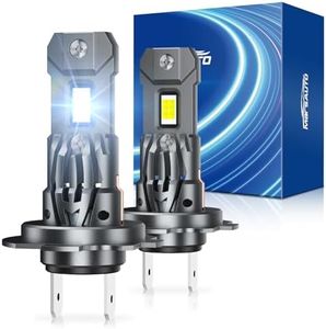 Marsauto H7 LED 120W 32000LM, Ampoule LED H7 10000RPM Ventilateur, 60000+ Heures de Durée de Vie, 1:1 Mini Design 6500K Blanc Froid, Plug-N-Play, Lot de 2