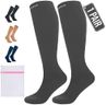 360 RELIEF 1 Pair Flight Compression Socks for Women & Men, Comfortable Travel, Circulation & Leg Relief, Pregnancy Support, LXL, Grey + Laundry Bag