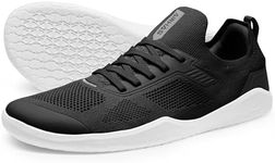 AIRHAS Men's Barefoot Shoes Zero Drop Wide Toe Box Minimalist Gym Shoes for Men Deadlift Cross Training Sneakers (Black/White,13.0)