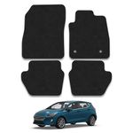 Car Mats Compatible with Compatible withd Fiesta (2017+) [MK8] Tailored Fit Black Trimmed Carpet Mat Set Accessory Black Custom Fitted 4 Pieces with Clips - Anti-Slip Backing & Black Trim Edging