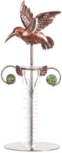 Topadorn Rain Gauge Metal and Glass Garden Rain Gauge, 7 inch Hummingbird Rain Gauge for Lawn, Yard and Garden