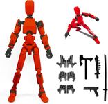 Ketsicart Action Figures Titan 13, 3D Printed Multi-Joint Movable Robot, T13 Lucky Action Figure, Dummy Robot Action 13, Desk Decoration Creative Robots, Nova 13 Mechanical Doll (Red)