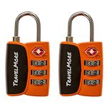 2-Pack TSA Approved 3-Digit Luggage Locks with Open Alert Indicator for Travel Suitcases & Baggage | Luggage Locks | TSA Locks | Orange