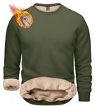 TACVASEN Mens Fleece Sweater Mens Sherpa Lined Sweatshirt Thermal Shirts Long Sleeve Crewneck Sherpa Lined Sweatshirt Army Green