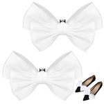 KALIONE 2 Pieces Decorative Shoe Clips Handmade Bow Knot Shoe Charms Removable Satin Shoe Bow Buckle Clips Wedding Party Outfit Accessories for Women Girls Dress Shoes Pumps Flats High Heels(White)