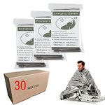 Emergency Thermal Blankets , Survival Reflective Thermal First Aid Foil Blanket (Silver,30 Pack)