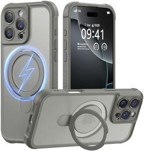MOCCA Design for iPhone 16 Pro Case with Magnetic Invisible Stand [Full Camera Protection] [Compatible with Magsafe] Military Drop Shockproof Translucent Matte Phone Case Cover 6.3",Titanium Gray