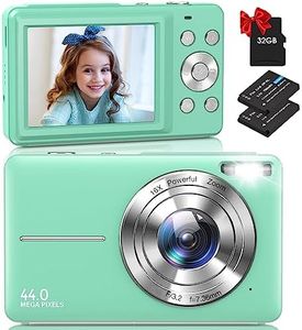 Digital Camera,Nsoela Vlogging Camera with 32GB Memory Card FHD 1080P 44MP Compact Camera with 16X Digital Zoom, Portable Mini Camera for Teens,Kids,Beginners（Green）