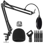 InnoGear Heavy Duty Microphone Stand with Mic Microphone Windscreen and Dual Layered Mic Pop Filter Suspension Boom Scissor Arm Stands for Blue Yeti,Blue Yeti Nano,Blue Spark and Other Mic