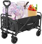 NEBICALS Small Wagons Carts Foldable Lightweight Pull, Grocery Cart on Wheels Foldable Collapsible Wagon Grocery, Folding Wagon Cart, Small Beach Wagon Fold Up Wagon Apartment, Garden, Black