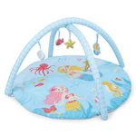 haus & kinder Baby Playgym For Babies|Activity Play Gym Mat With 5 Hanging Toys|Foldable And Durable Cotton Play Mat | Baby Crawling Mats For Floor For 0 To 24 Months (Into The Ocean), 1 Count, Blue