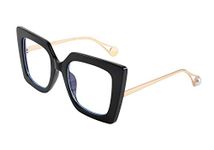 FEISEDY Oversized Square Blue Light Blocking Glasses Eye Strain Glare Pearl Inlay Arm Cat Eye Fashion Eyewear B2639