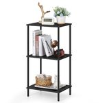 ETELI 3 Tier Tall End Table 31.6" Height Telephone Table Tall Side Table with Storage Small Sofa Entryway Table Night Stand with Metal Frame for Living Room Bedroom Bathroom Kitchen, Black