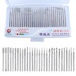 Mesee 30 Pieces 2.35mm Shank Diamond Burr Set, Diamond Coated Burrs Set, Grinding Bit Rotary File Burs Accessories Kit for Metalworking Deburring Jewelry Engraving Ceramics Carving