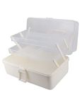 Avlcoaky Tackle Box Large 3 Layers Plastic Portable Storage Box Fishing White Tackle Box Organizer Art Craft Tool Box