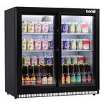 Baridi Back Bar Drinks Fridge/Cooler with Double Glazed Glass Sliding Door & Security Lock for Commercial & Domestic Settings 190L, Black - DH273