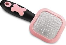 Slicker Brush, PETPAWJOY Dog Brush Gently Cleaning Pin Brush for Shedding Dog Hair Brush for Small Dogs Puppy Yorkie Poodle Rabbits Cats-Pink