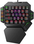 Cakce RGB One Handed Mechanical Gaming Keyboard,Colorful Backlit Professional Gaming Keyboard with Wrist Rest Support,USB Wired Single Hand Mechanical Keyboard for Game