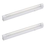 Britalia 2 Pack | White 8W T5 Ultraslim Fluorescent Under Cabinet Switched Striplight Fitting with Diffuser | 2 Metre Mains Cable & Fixing Kit Included | 344mm Length