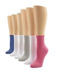 HUE Women's Mini Crew Sock 6 Pair Pack, Wild Rose - 6 Pair Pack, One Size