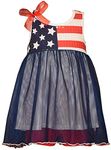 Bonnie Jean Girl's 4th of July Dress - Chambray Americana Tutu Dress…, Star Flag Dress With Shorts Set, 6 Months