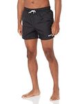 HUGO Men's Standard Small Logo Quick Dry Swim Trunks, Basic Black, Medium