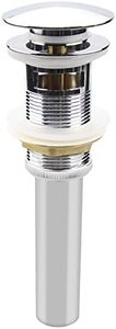 Bathroom Sink Pop Up Drain Assembly With Overflow Fits 1.57 to 2.36 Inch Sink Openings with 1-1/4 Inch Tailpiece Large Cap Solid Brass Drain Stopper (Polished Chrome)